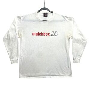 Vintage Matchbox 20 T-Shirt Mens Large White Long Sleeve 90s USA Giant Tag Band